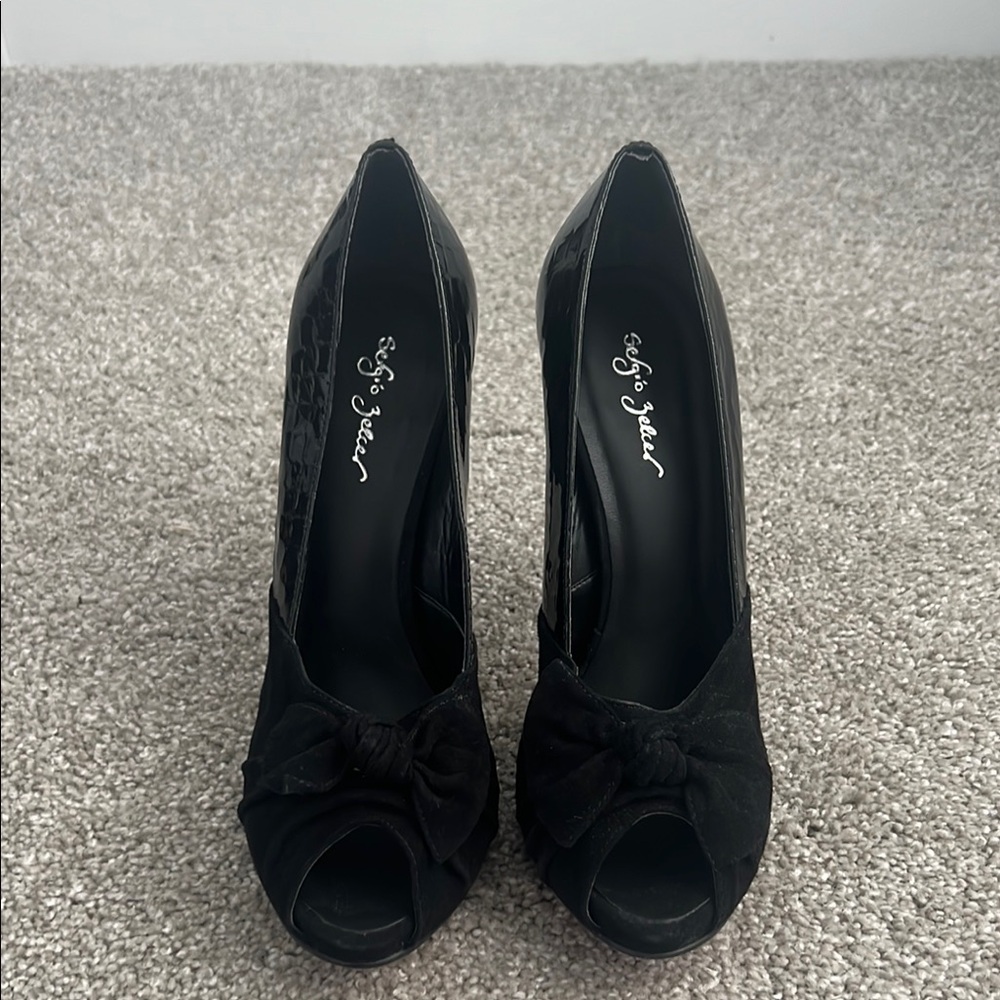 Black Peep Toe Heels